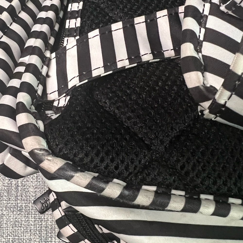 Ju-Ju-Be Be Right Back Black and White Striped Diaper Bag Backpack - Picture 7 of 16